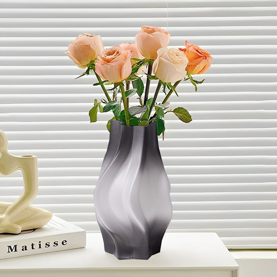 NNEAGS 26cm Glass Vase Grey with Beautiful glass Bubble Texture Art Vases