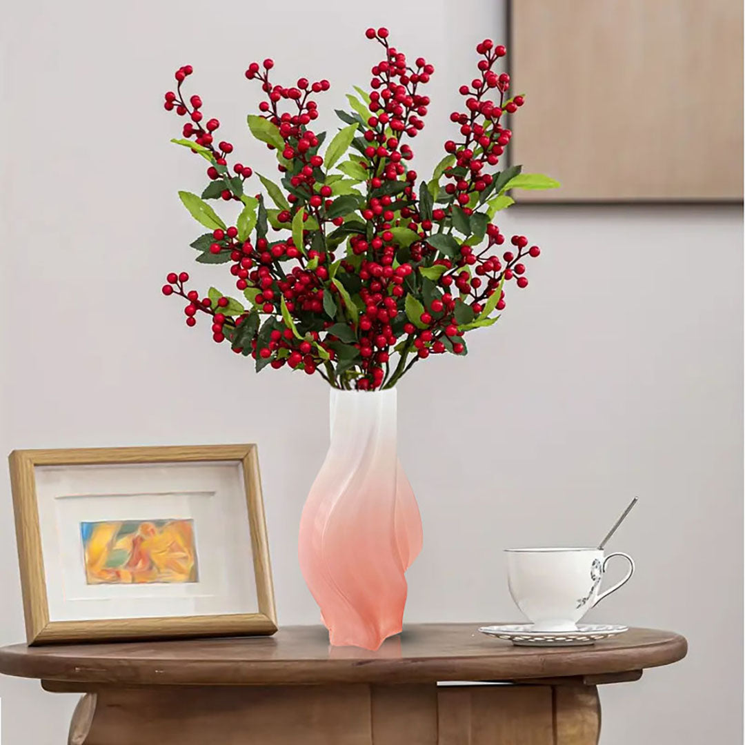 NNEAGS 32cm Pink Glass Vase Art Blown Hand Flower Tall Vintage Art Vases