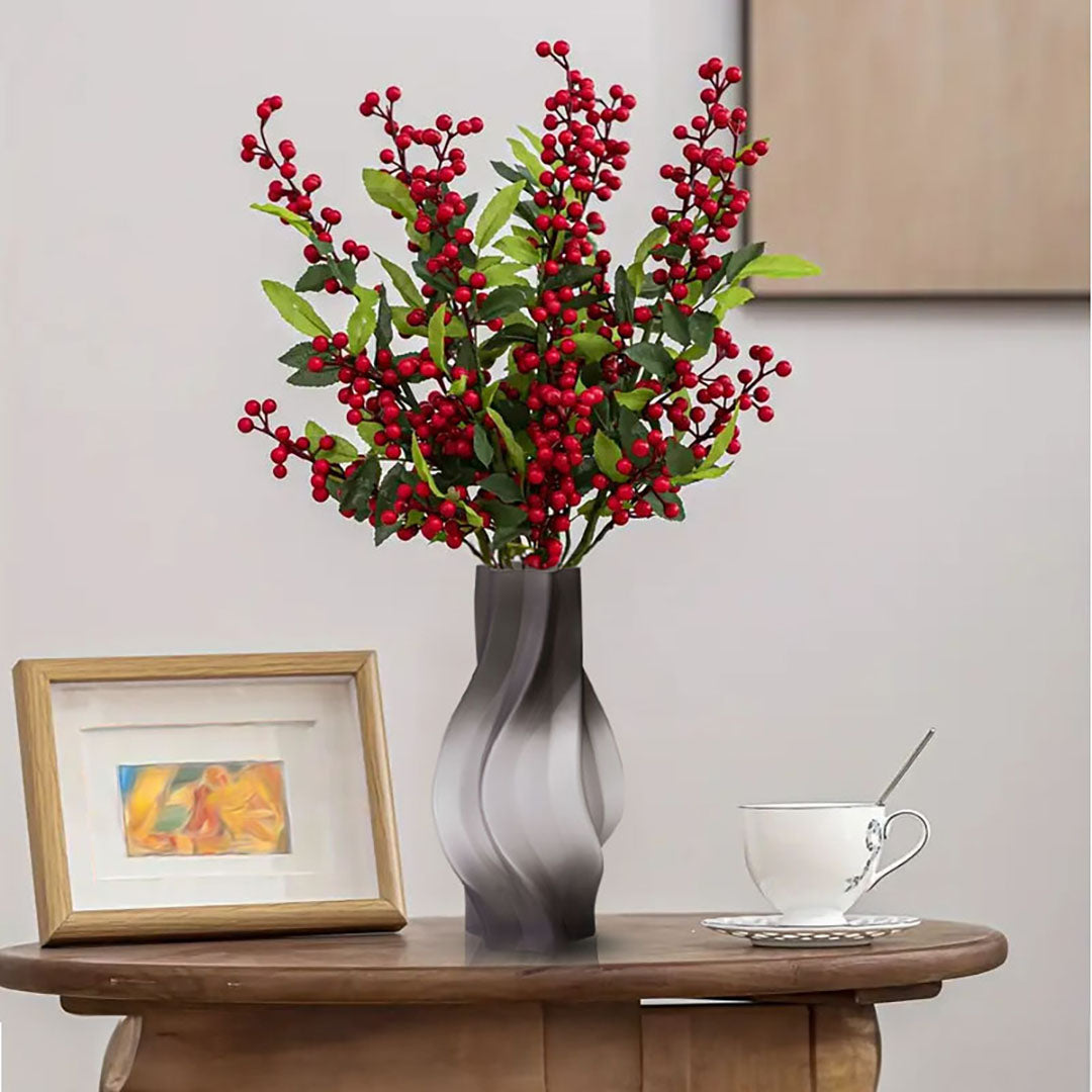 NNEAGS 33cm Glass Vase Grey with Beautiful glass Bubble Texture Art Vases