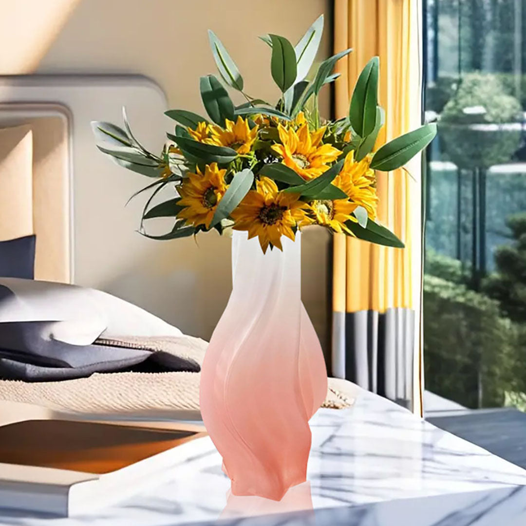 NNEAGS 32cm Pink Glass Vase Art Blown Hand Flower Tall Vintage Art Vases