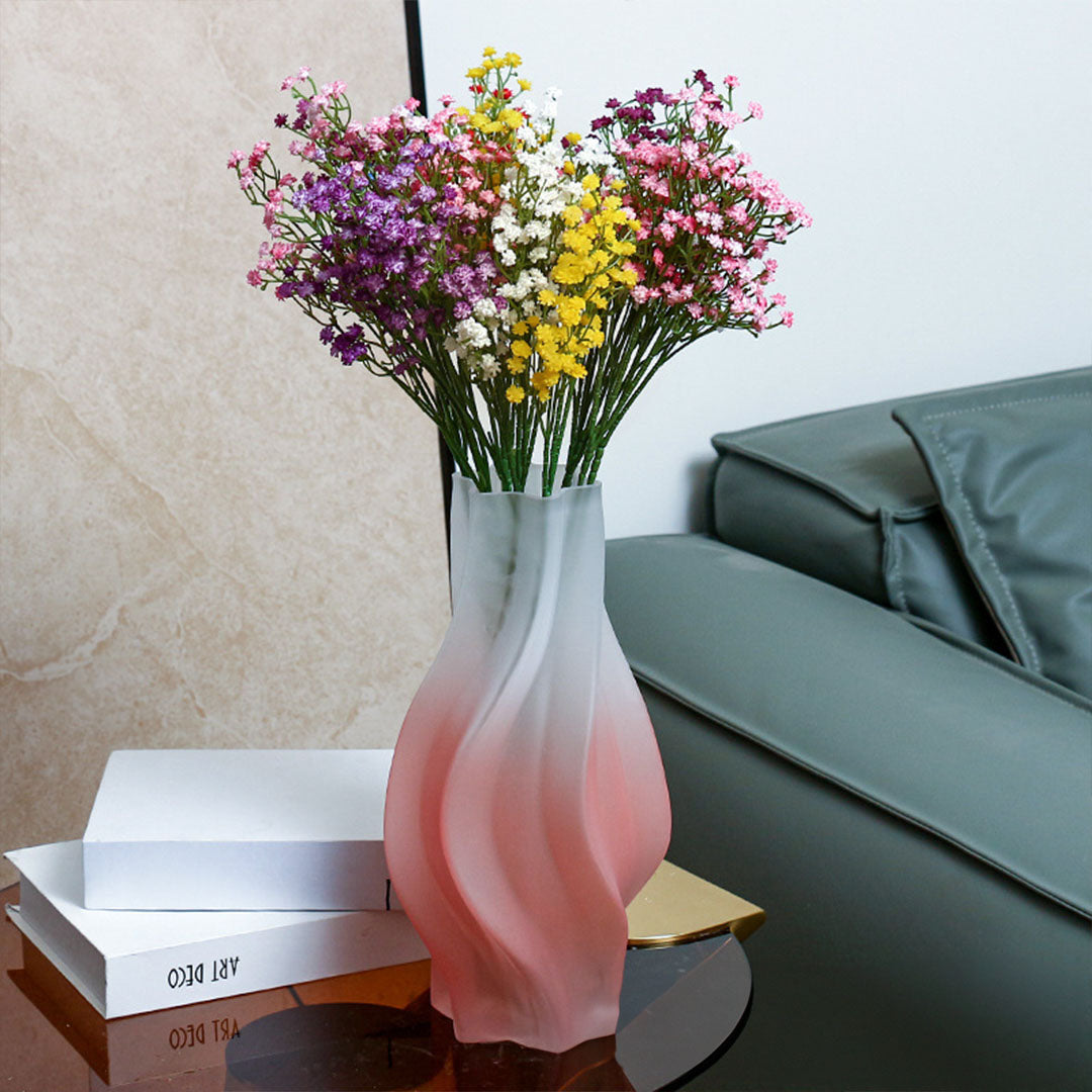 NNEAGS 32cm Pink Glass Vase Art Blown Hand Flower Tall Vintage Art Vases