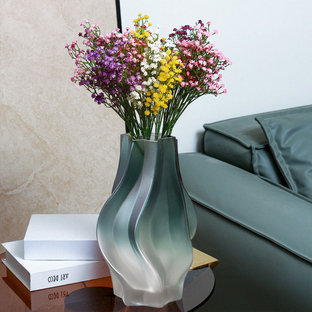 NNEAGS 27cm Glass Vase Blue with Beautiful glass Bubble Texture Art Vases