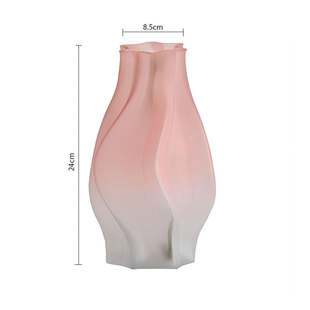 NNEAGS 25cm Pink Glass Vase Art Blown Hand Flower Tall Vintage Art Vases