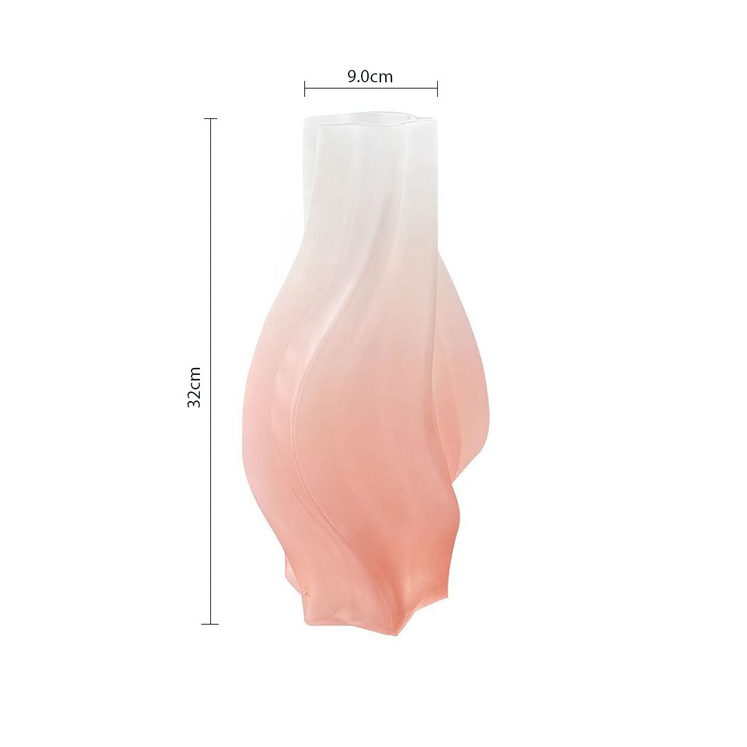 NNEAGS 32cm Pink Glass Vase Art Blown Hand Flower Tall Vintage Art Vases