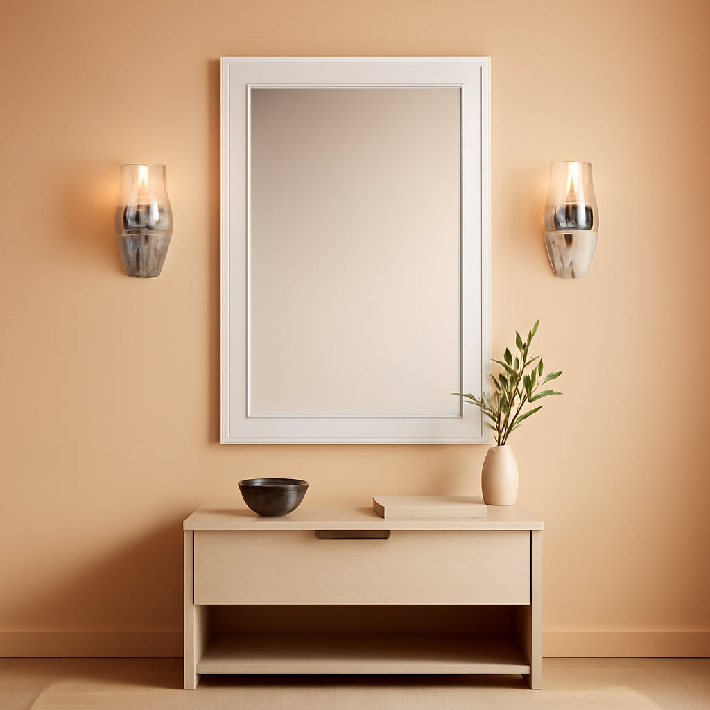 White Wood Wall Mirror for Bathroom,Rectangle Rustic 24 X 36 Inch Hanging Vanity Mirrors with Wooden Frame for Living Room,Bedroom,Entryway (24X36 Inch, White)