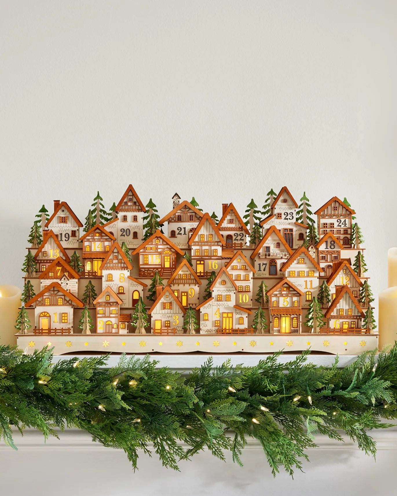 Lit Wooden Christmas Advent Calendars