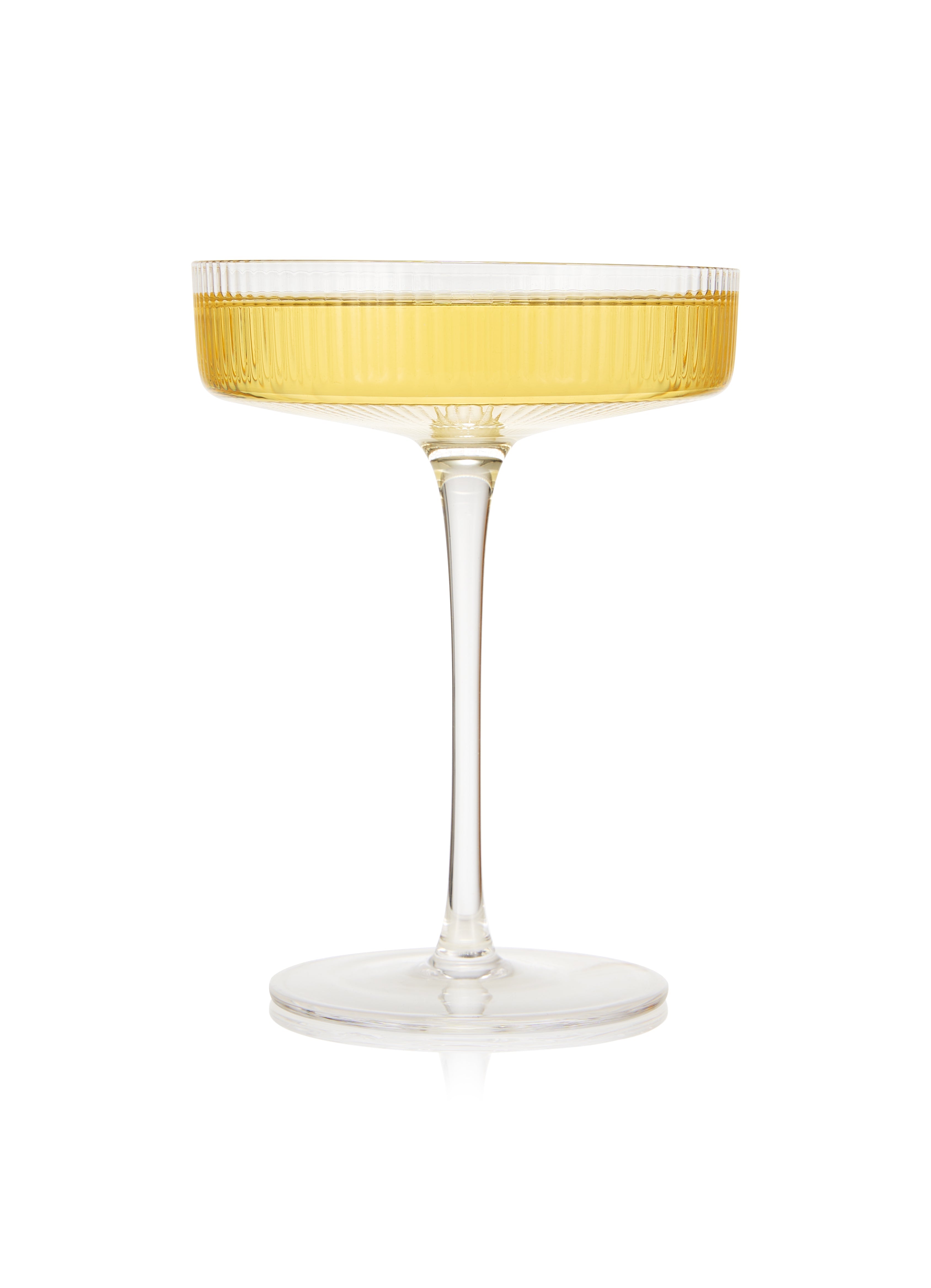 Vintage Art Deco Coupe Glasses Ribbed Coupe Cocktail Glasses 8 oz | Set of 2 | Crystal Cocktail Glassware for Champagne Classic Manhattan Goblet For Cocktails , Ripple Coupe Glassware - Gift Box