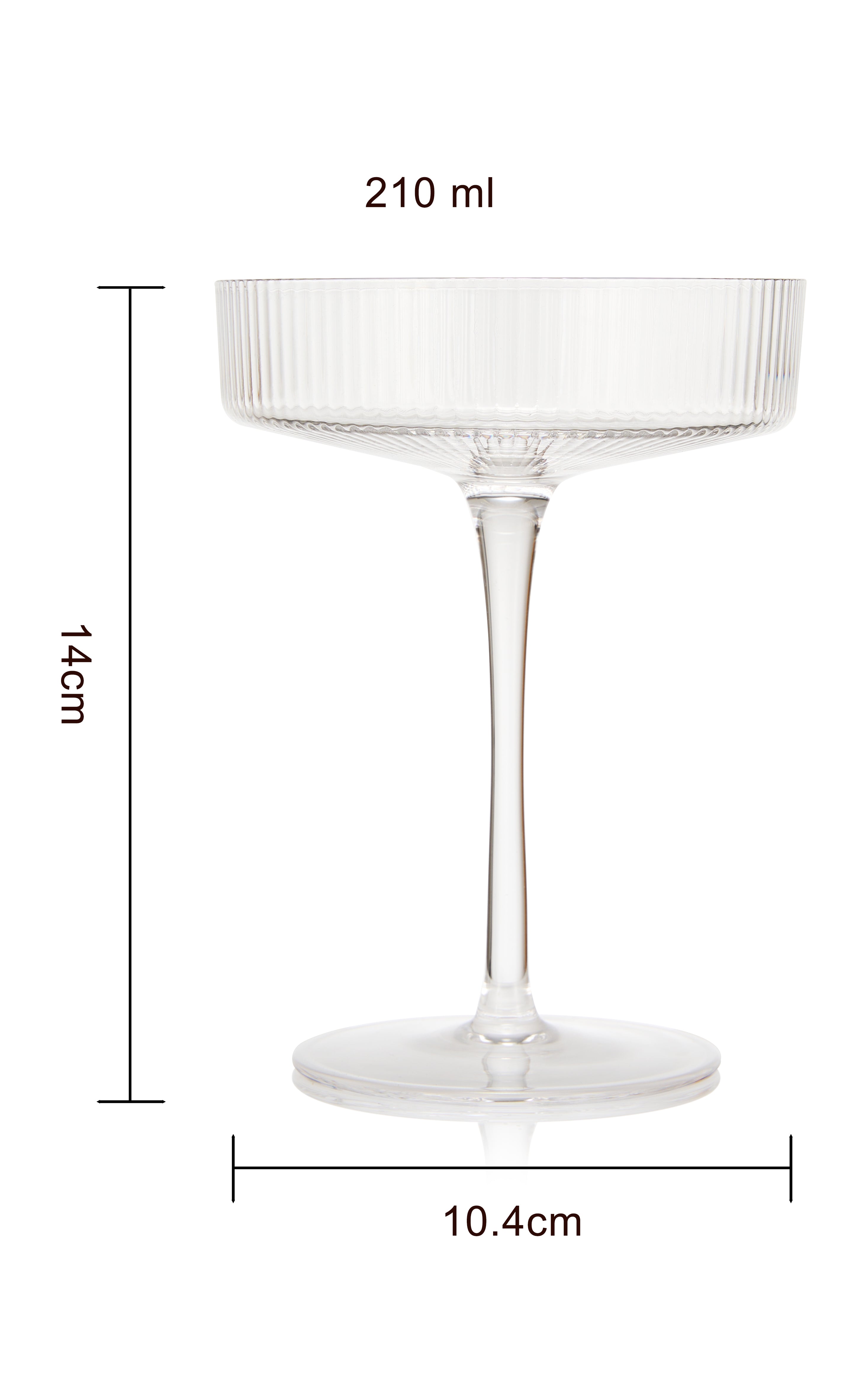 Vintage Art Deco Coupe Glasses Ribbed Coupe Cocktail Glasses 8 oz | Set of 2 | Crystal Cocktail Glassware for Champagne Classic Manhattan Goblet For Cocktails , Ripple Coupe Glassware - Gift Box