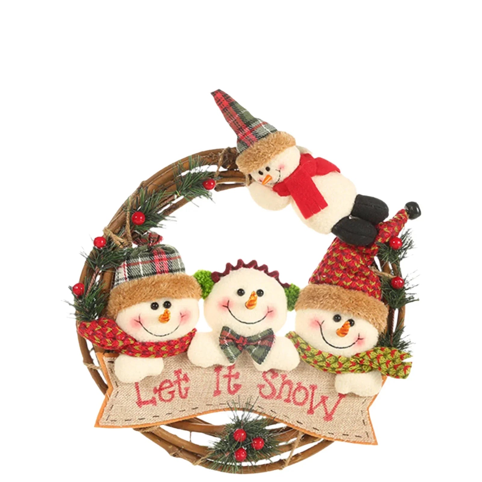 29cm Christmas Wreath with Snowman