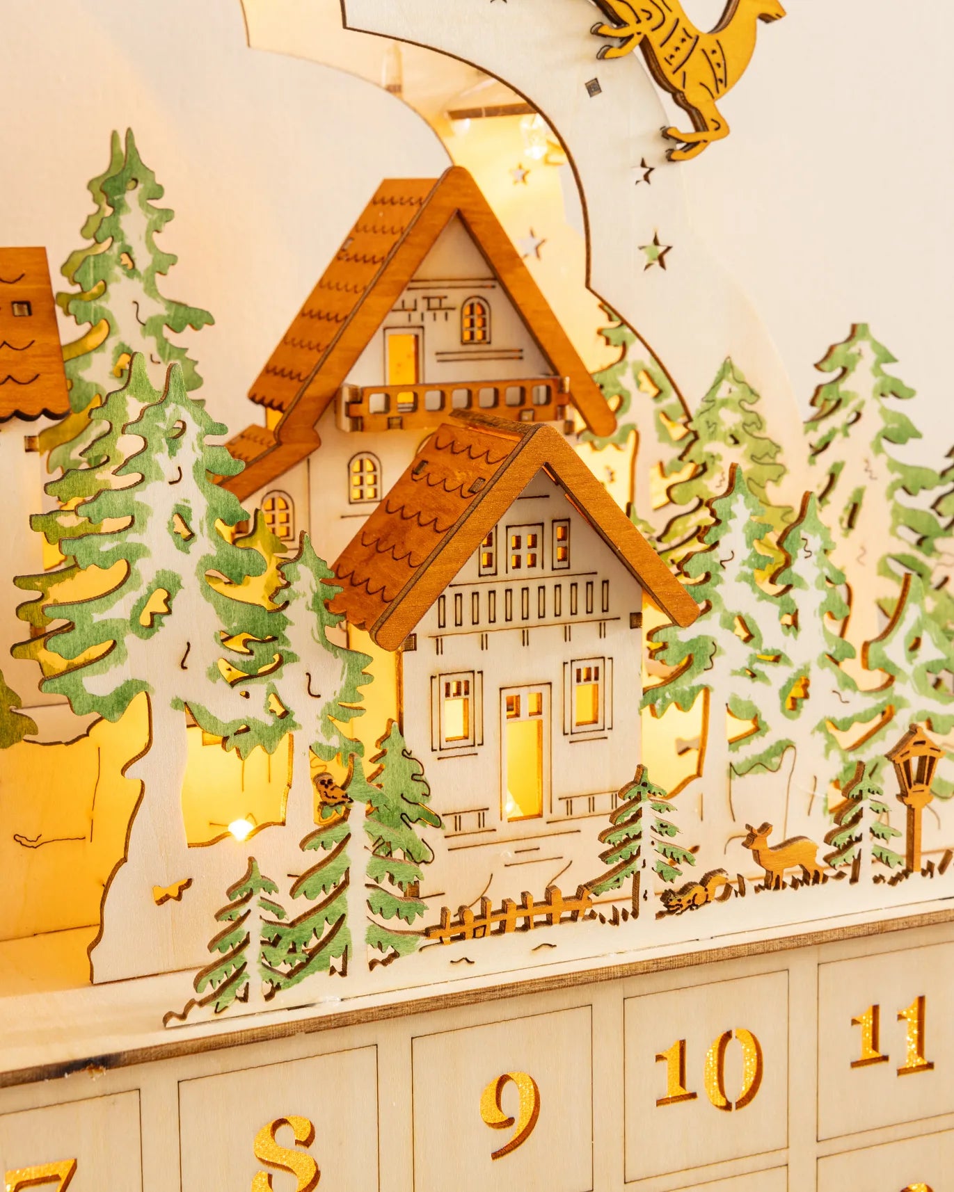 Lit Wooden Christmas Advent Calendars