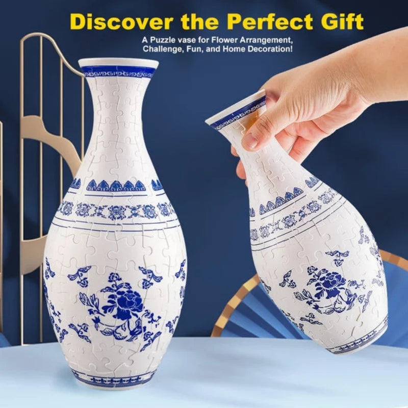 NNEOBA 3D Art Puzzle Vase Porcelain Flower Vase