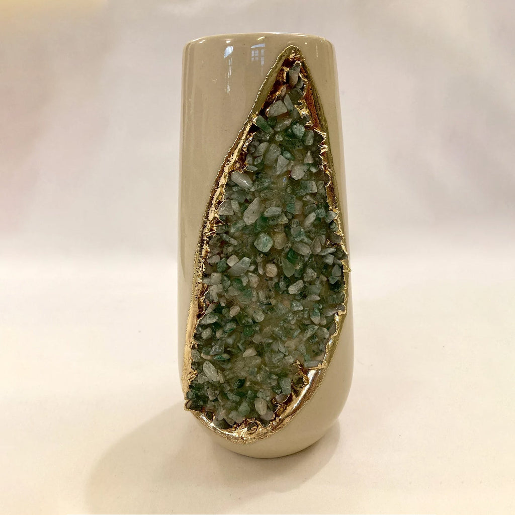 Set of 2 Cream Ceramic Vases