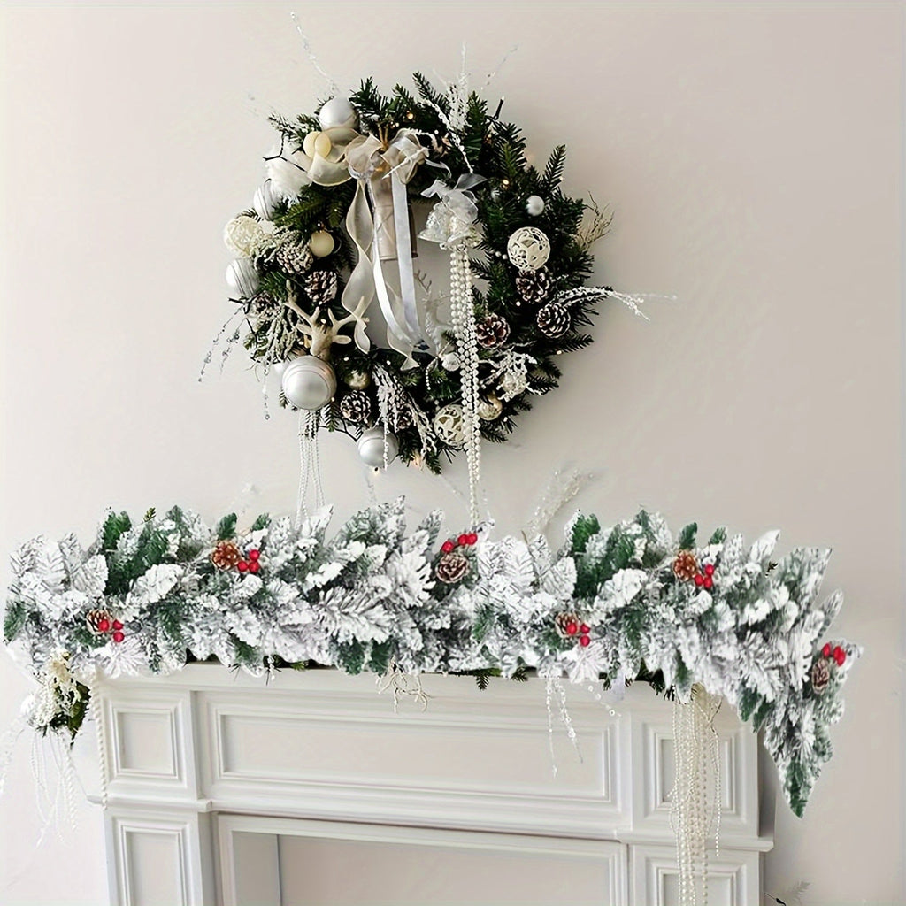 Artificial Christmas Snow Pine Wreath Garland