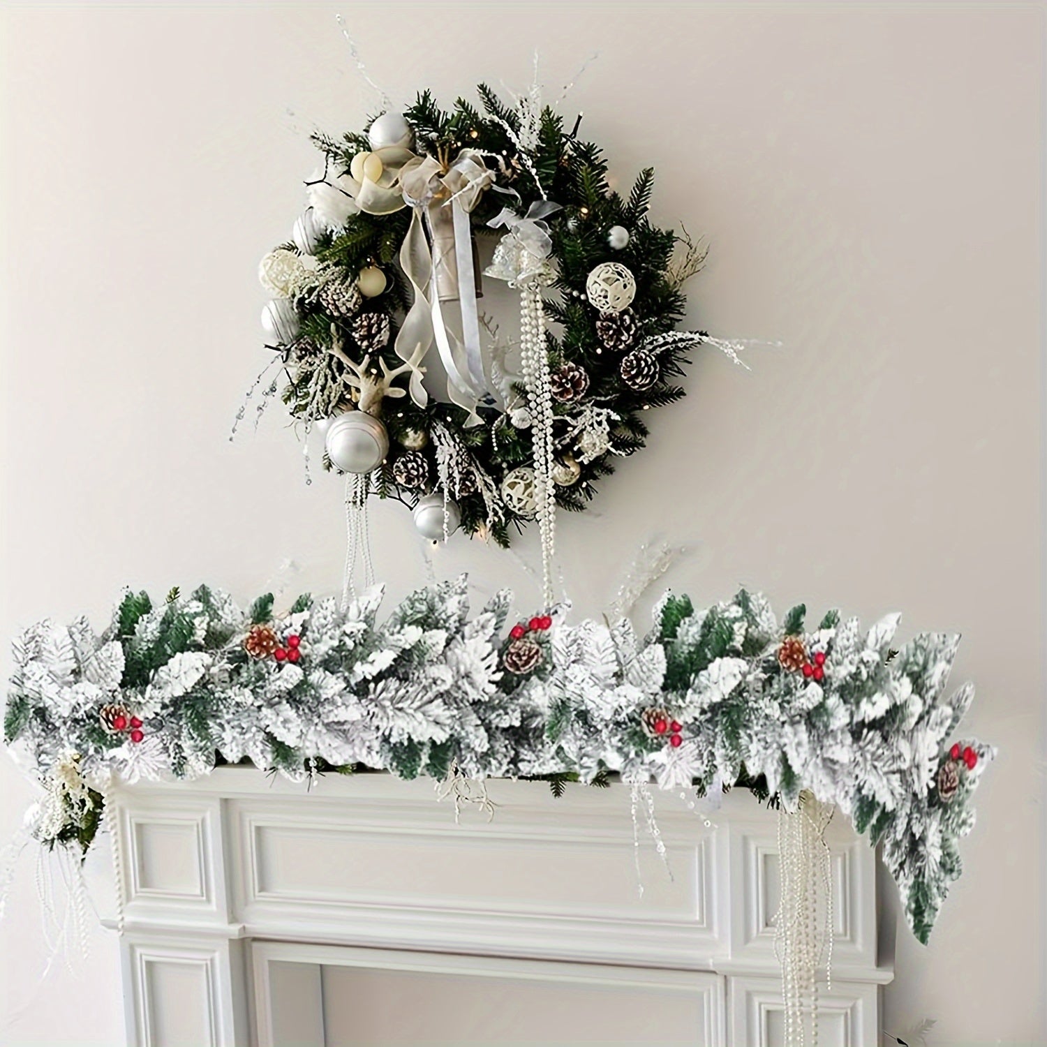 Artificial Christmas Snow Pine Wreath Garland