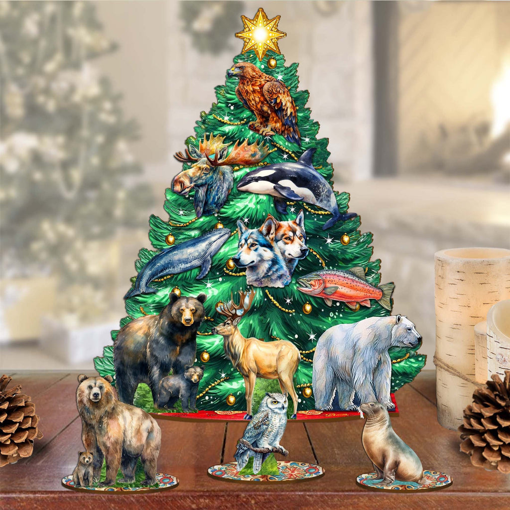 Wildlife of Alaska Advent Calendar Christmas Tree Eco Wood Set by G.DeBrekht Christmas Decor - 8091523