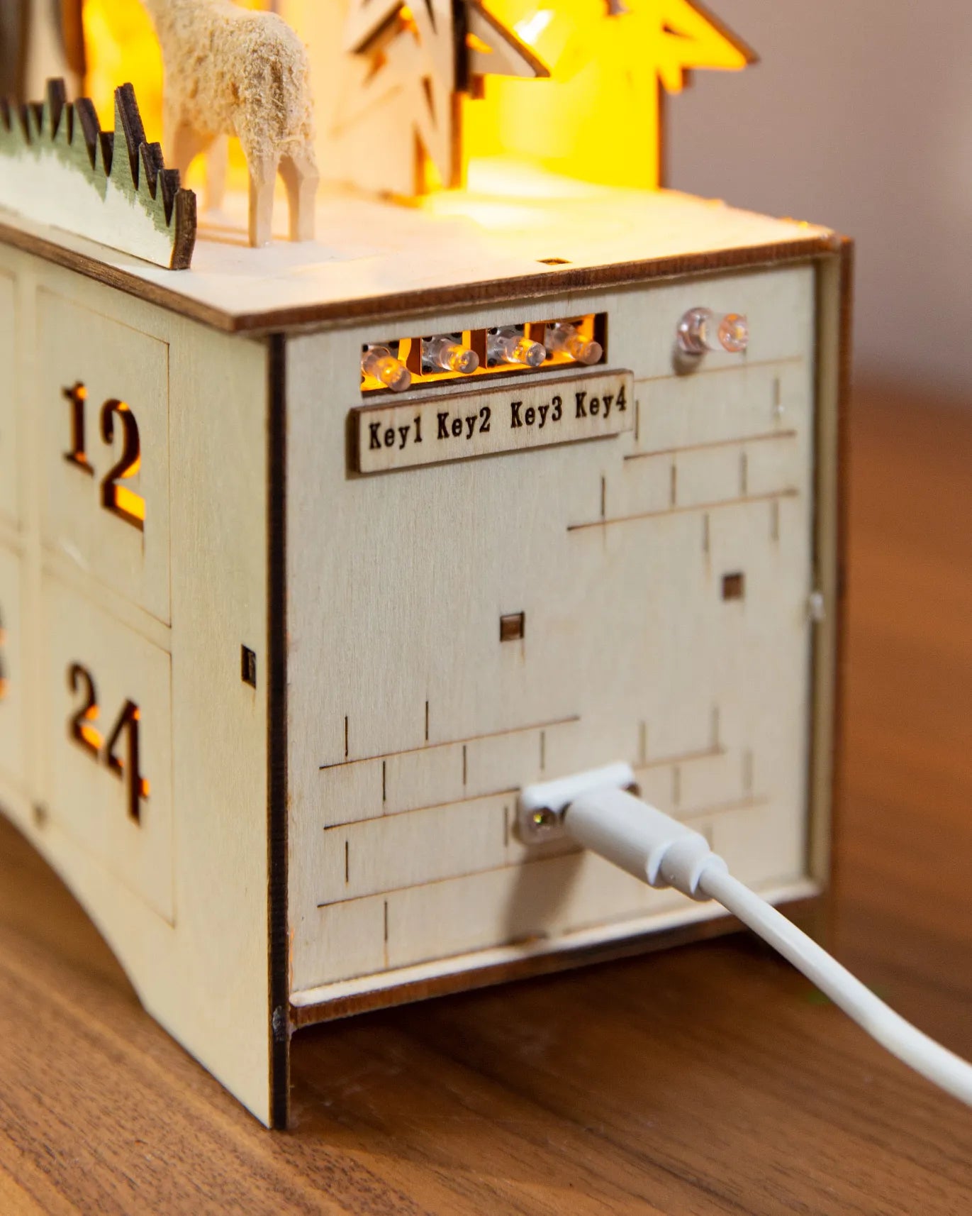 Lit Wooden Nativity Advent Calendars