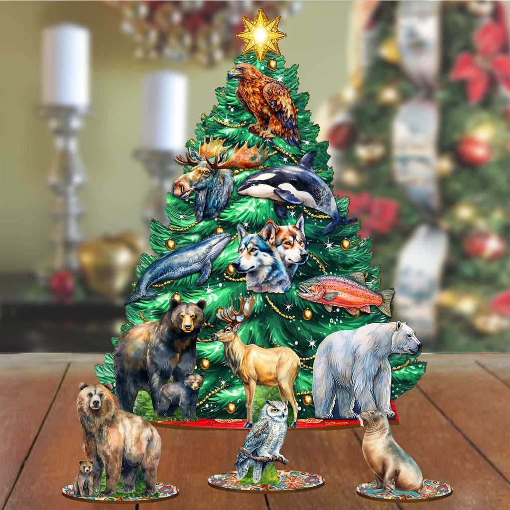 Wildlife of Alaska Advent Calendar Christmas Tree Eco Wood Set by G.DeBrekht Christmas Decor - 8091523