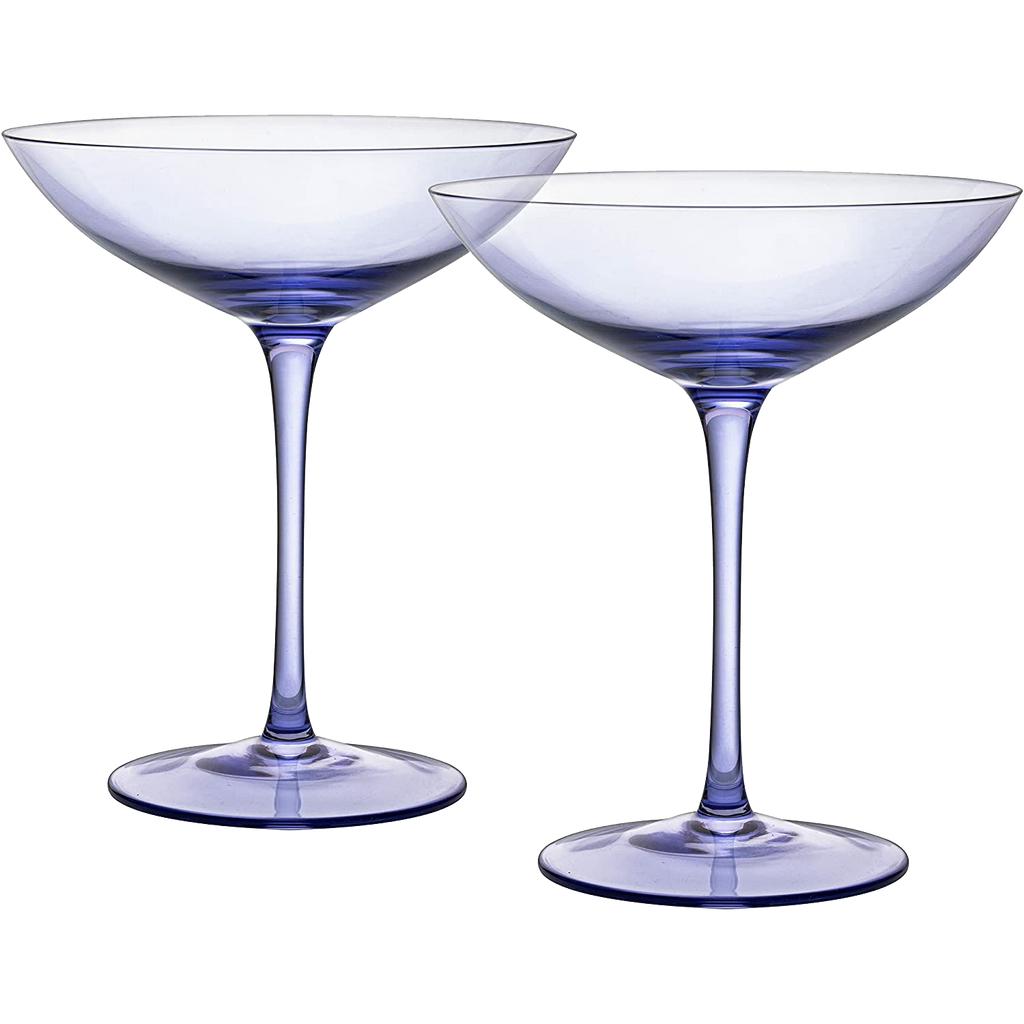 Champagne Coupes 12oz by The Wine Savant - Colorful Champagne Glasses, Prosecco, Mimosa Glasses Set, Cocktail Glass Set, Bar Glassware Luster Glasses (2, Lavender)