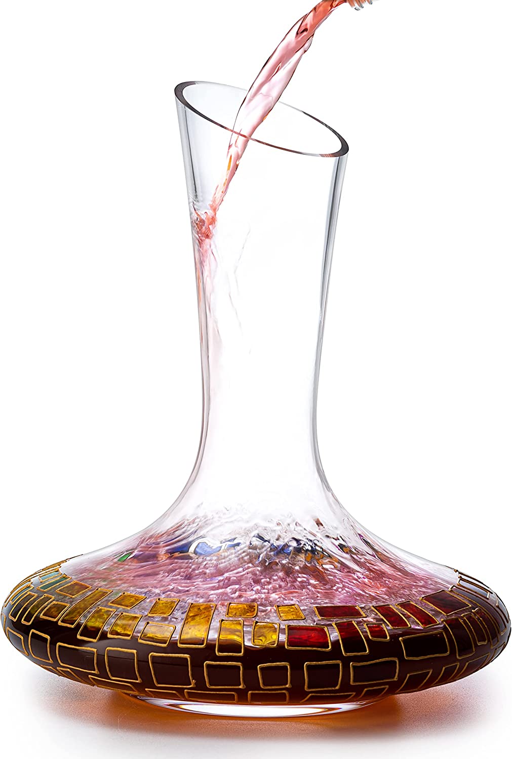 Renaissance Romantic Stained Glass Windows, Artisanal Hand Painted Glassware - The Wine Savant - Gift Idea Her, Him, Birthday, Mom, Housewarming, Gifts Ideas for Women & Men (Decanter)