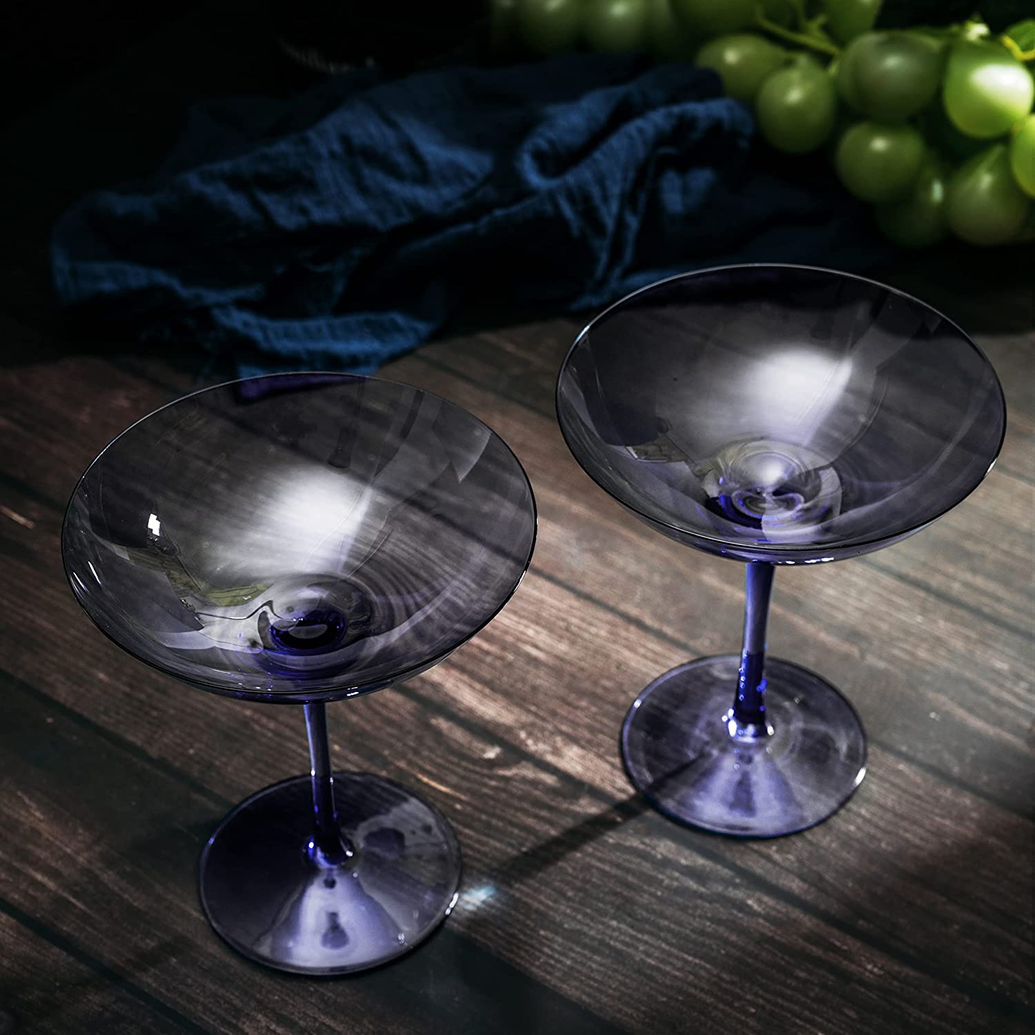 Champagne Coupes 12oz by The Wine Savant - Colorful Champagne Glasses, Prosecco, Mimosa Glasses Set, Cocktail Glass Set, Bar Glassware Luster Glasses (2, Lavender)