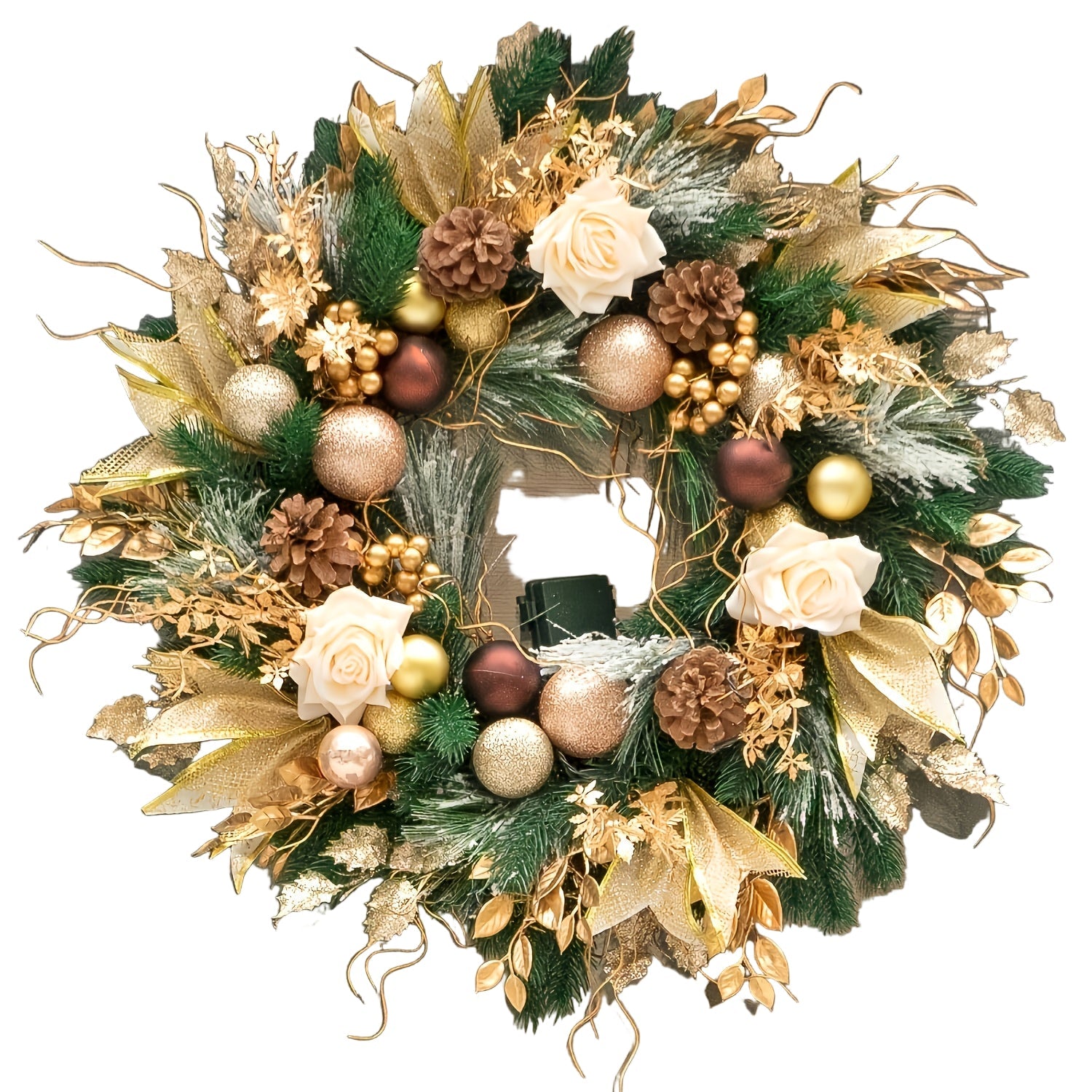 NNETM Golden Bow Christmas Wreath