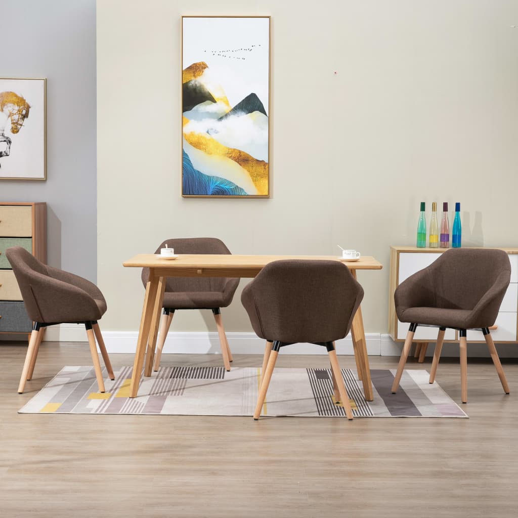 vidaXL Dining Chair Accent Upholstered Arm Chair with Solid Wood Legs Fabric