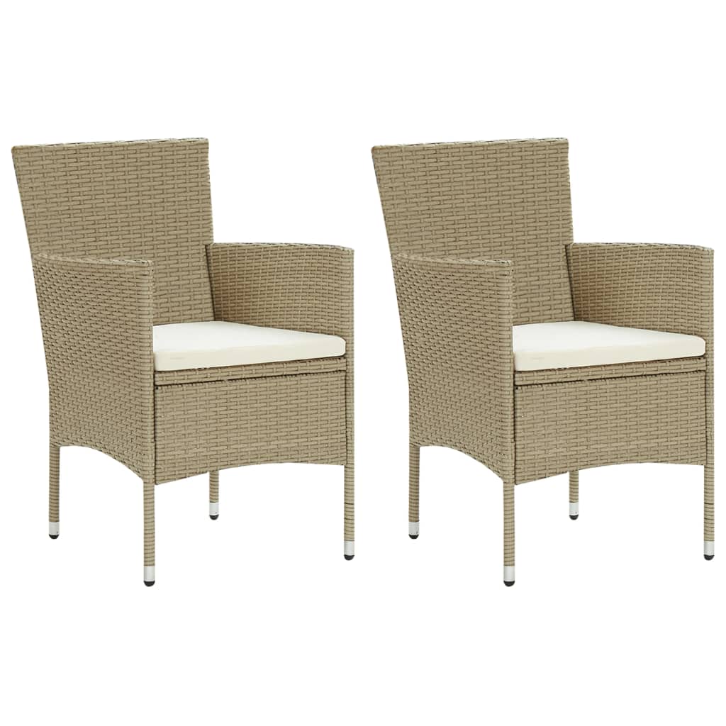 vidaXL Rattan Dining Chairs 2 Pcs Outdoor Wicker Dining Chair Poly Rattan