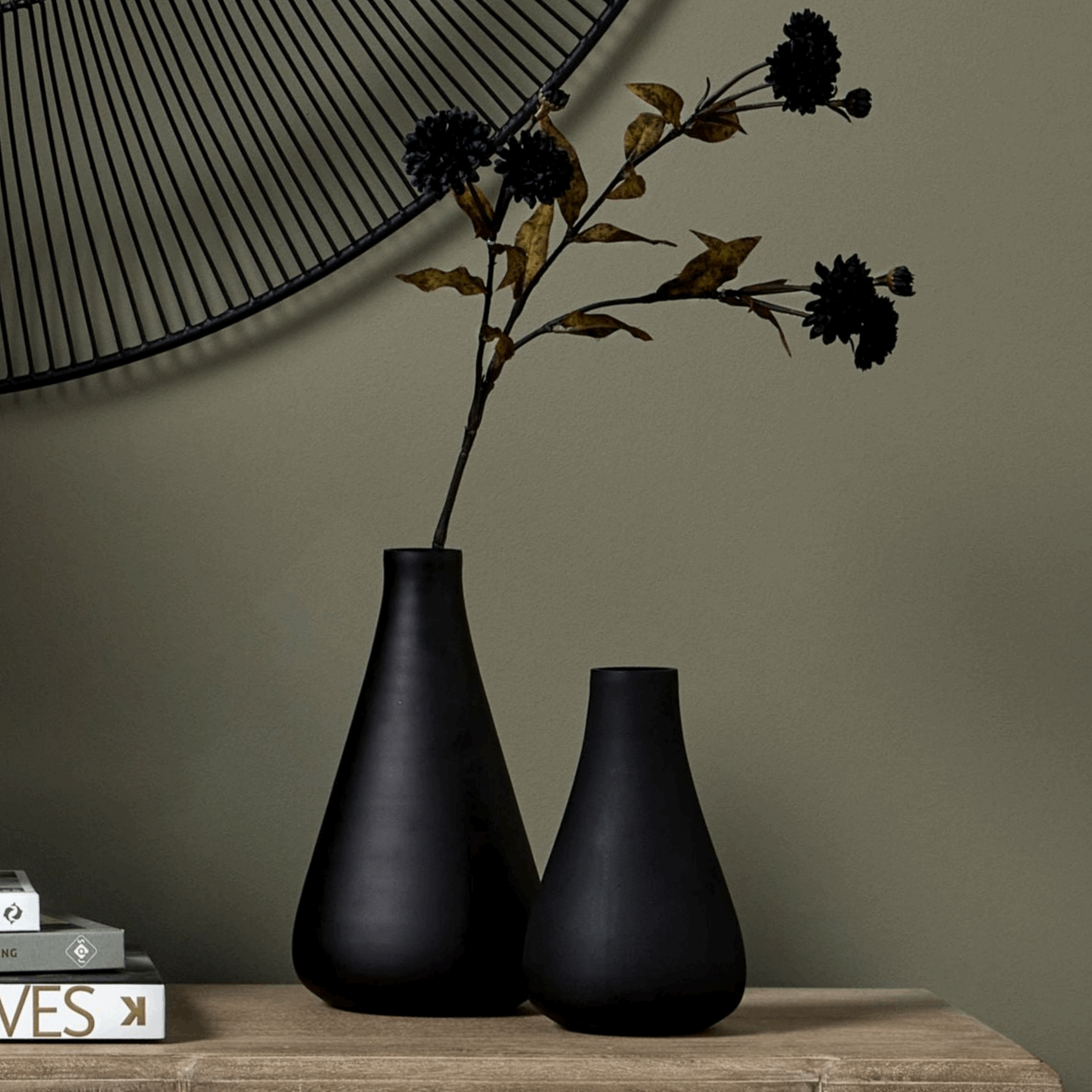Black Tapered  Short Glass Vase
