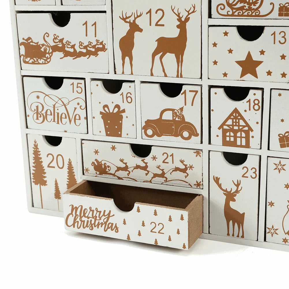 NNEOBA Christmas Wooden Advent Calendar with 24 Drawers