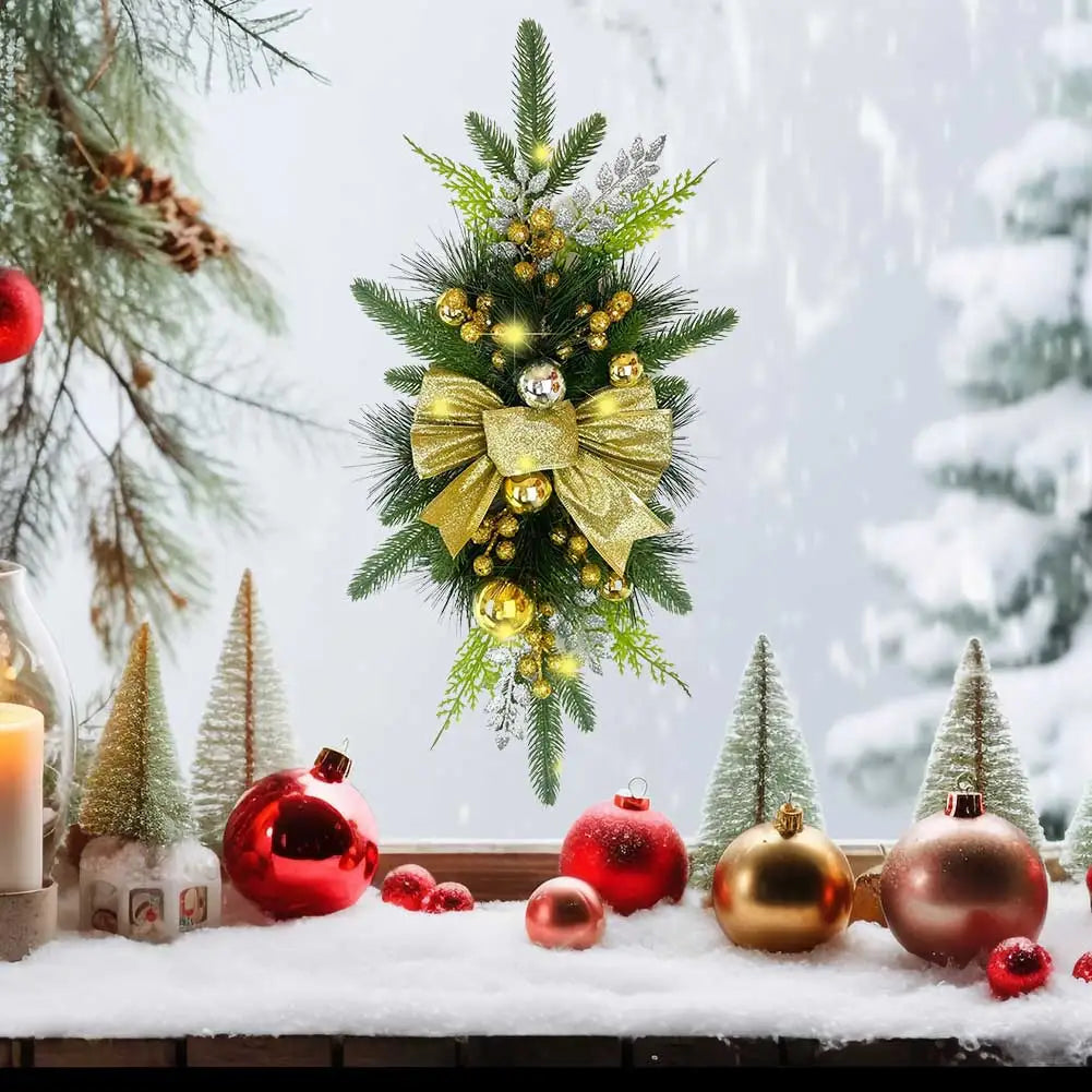 Cordless Christmas Stairway Swag Trim Wreath