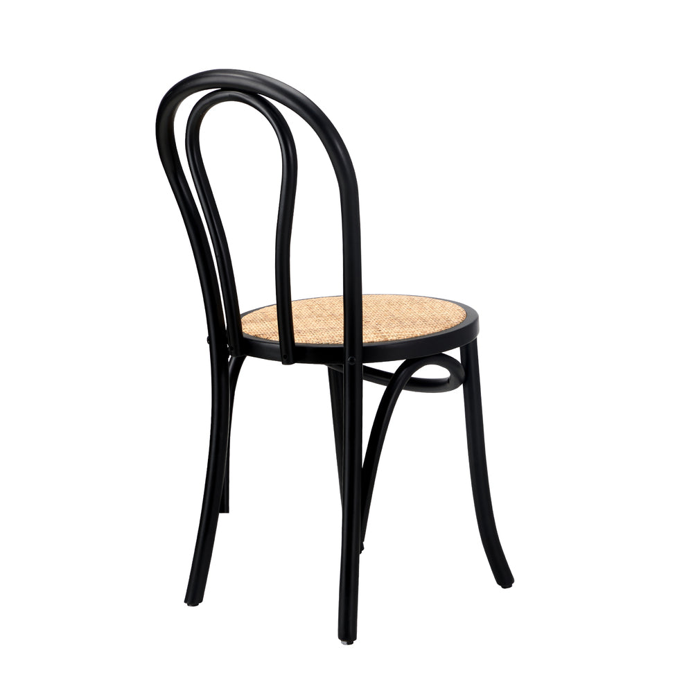 NNEED Dining Chair Solid Wooden Chairs Ratan Seat Black