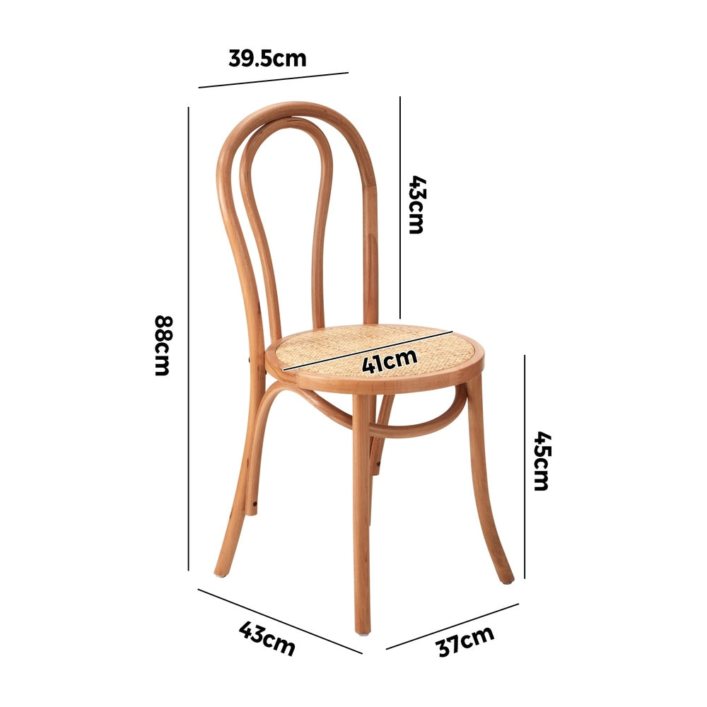 NNEED Dining Chair Solid Wooden Chairs Ratan Seat Beige