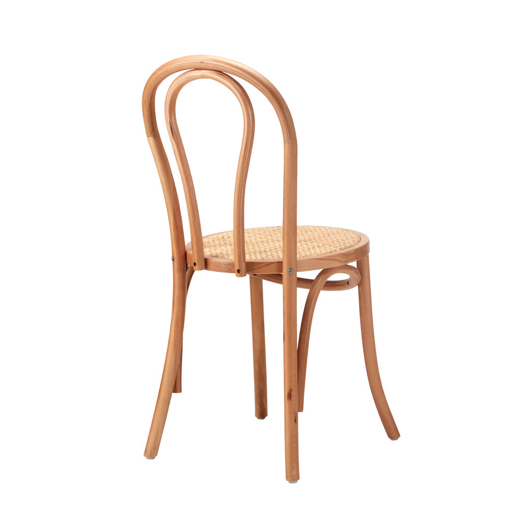 NNEED Dining Chair Solid Wooden Chairs Ratan Seat Beige
