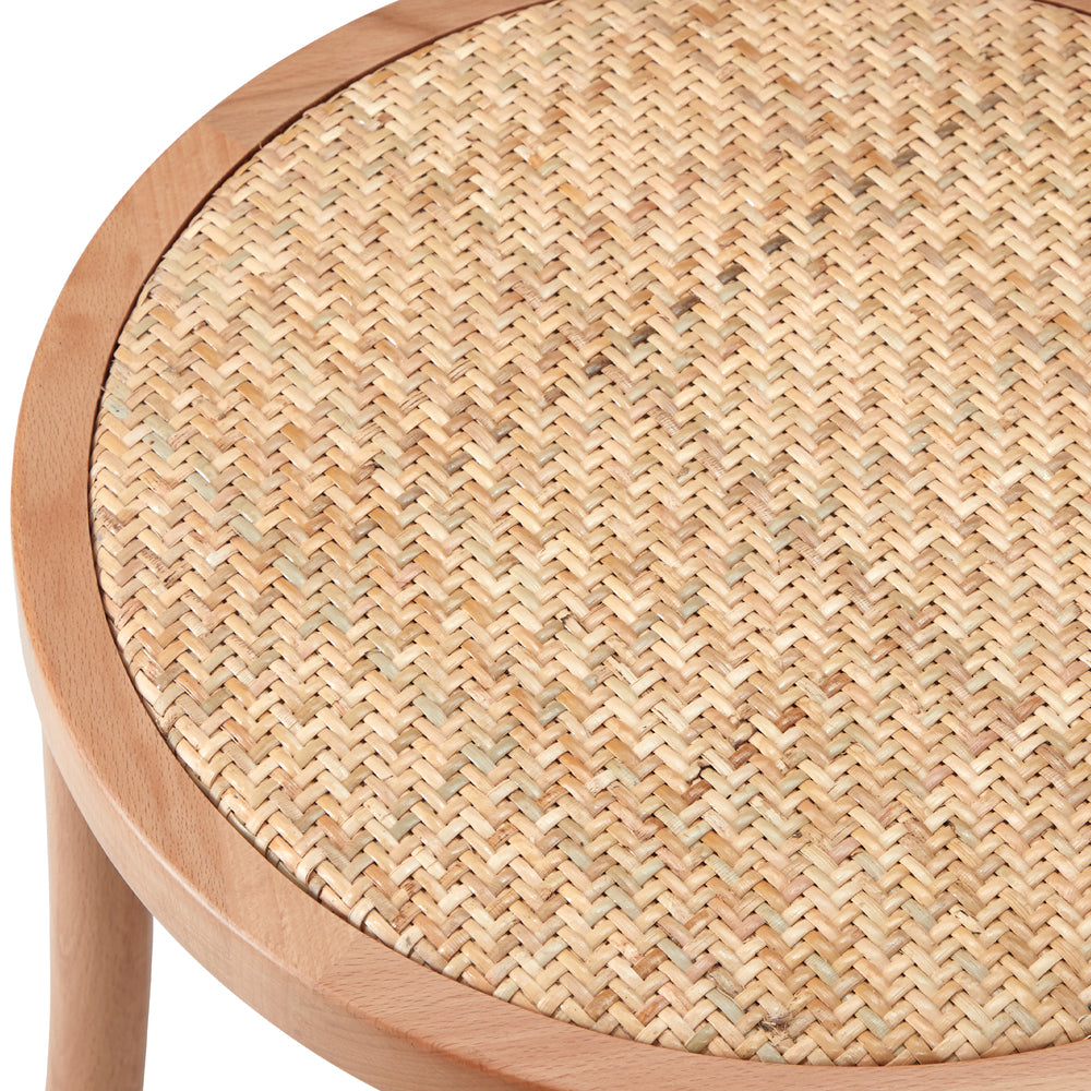 NNEED Dining Chair Solid Wooden Chairs Ratan Seat Beige