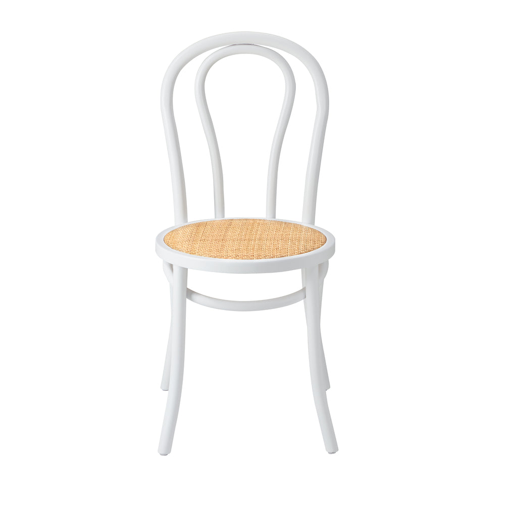 NNEED Dining Chair Solid Wooden Chairs Ratan Seat White