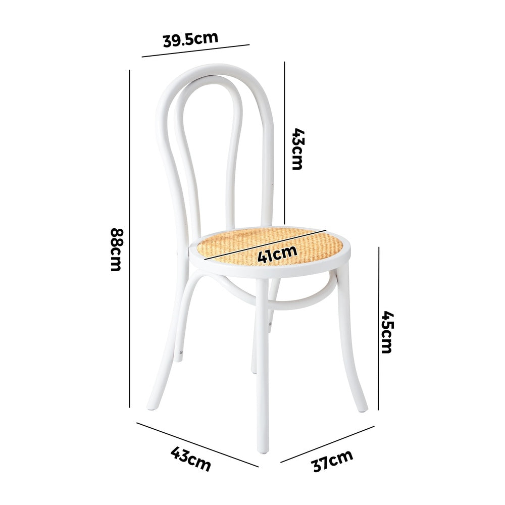 NNEED Dining Chair Solid Wooden Chairs Ratan Seat White