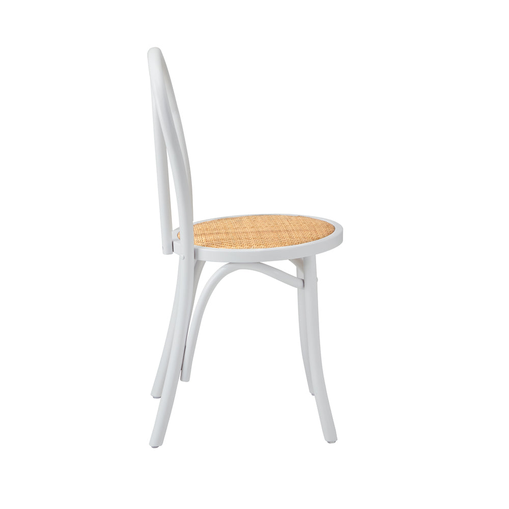 NNEED Dining Chair Solid Wooden Chairs Ratan Seat White