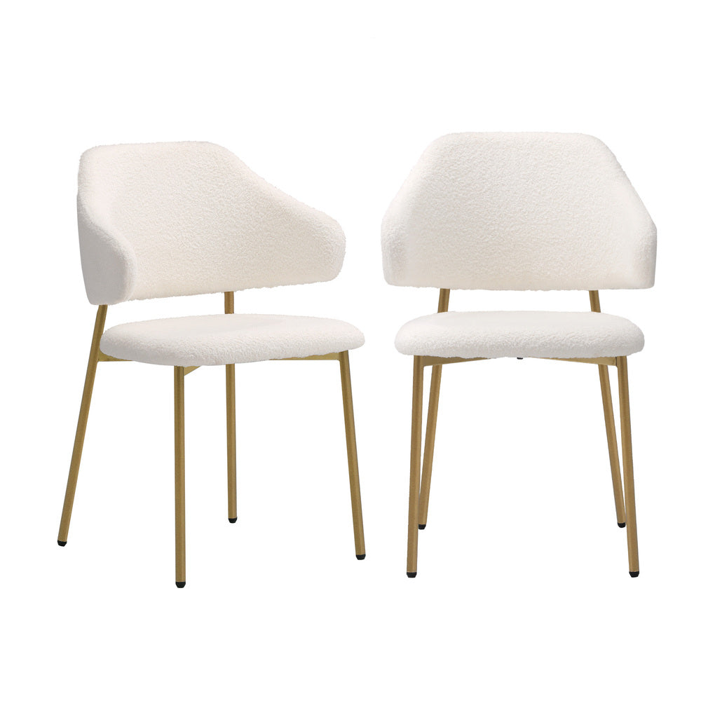 NNEED 2x Dining Chair Sherpa Gold&White