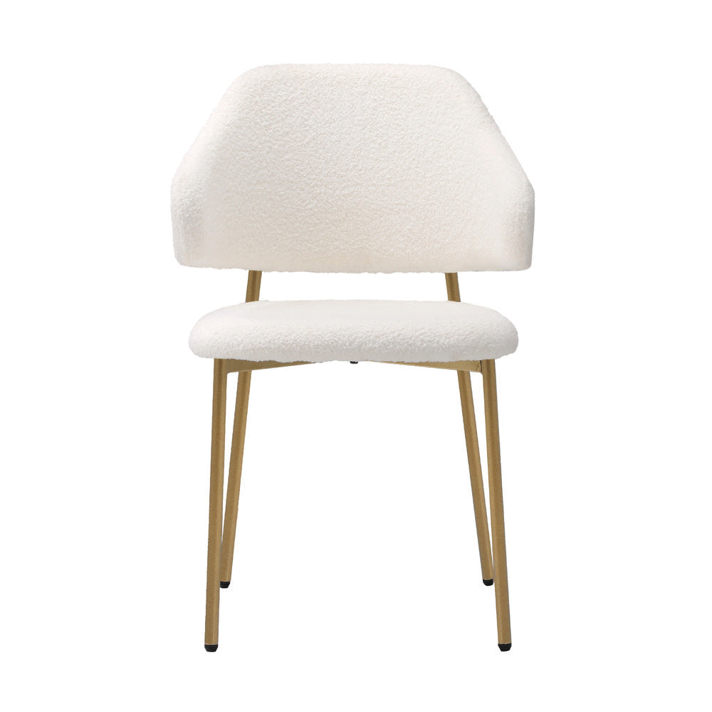 NNEED 2x Dining Chair Sherpa Gold&White