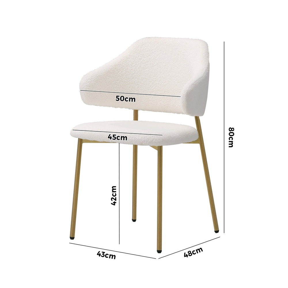 NNEED 2x Dining Chair Sherpa Gold&White