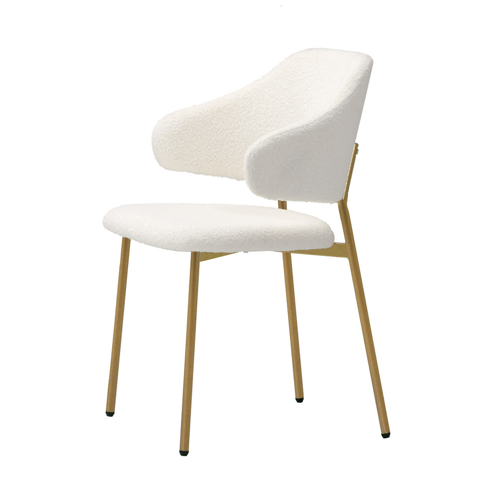 NNEED 2x Dining Chair Sherpa Gold&White