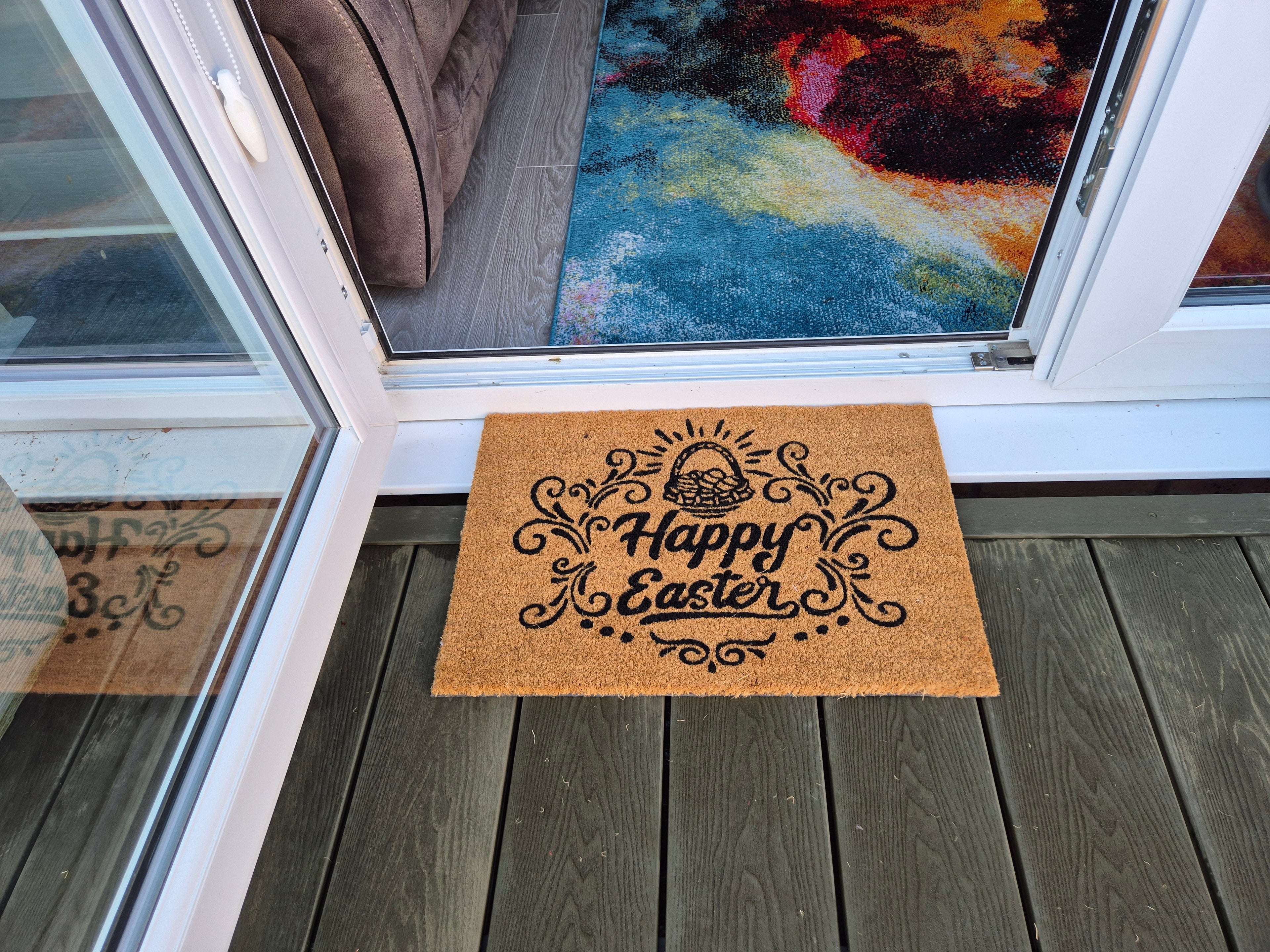 Coir Doormat, 60cm x 40cm - 'Happy Easter'