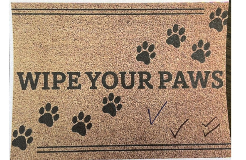 Coir Doormat, 60cm x 40cm - 'Wipe Your Paws'