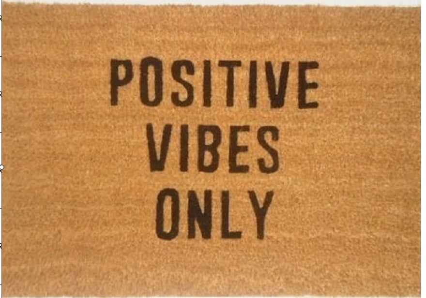 Coir Doormat, 60cm x 40cm - 'Positive Vibes Only'