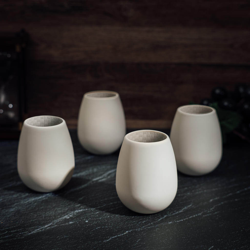 Unbreakable Silicone Stemless Wine Glassware | Set of 4 | Reusable & Shatterproof Tumbler Drinkware for Wine, Water, Cocktails, Champagne Glass for Parties, Camping, Beaches, Boats - (White)