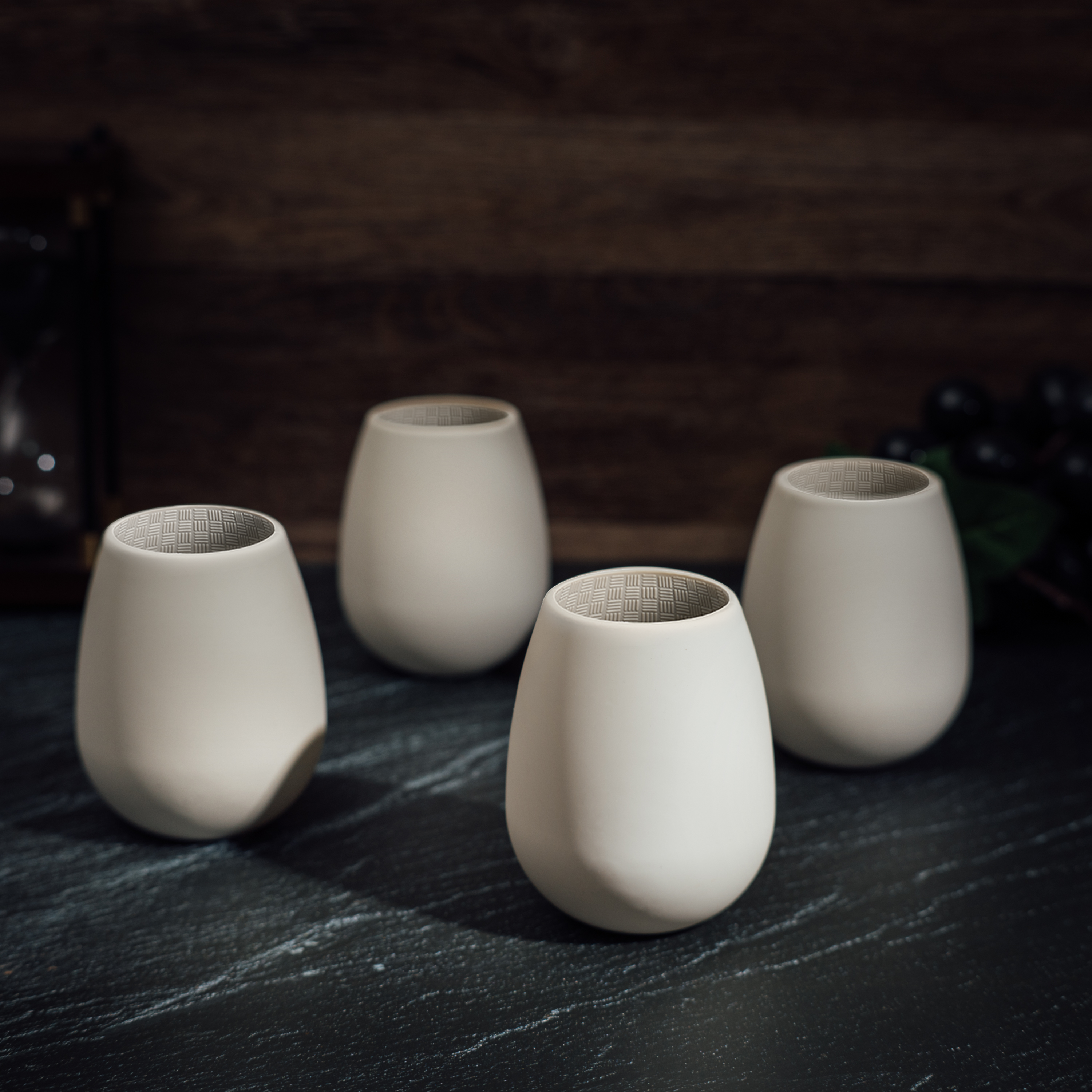 Unbreakable Silicone Stemless Wine Glassware | Set of 4 | Reusable & Shatterproof Tumbler Drinkware for Wine, Water, Cocktails, Champagne Glass for Parties, Camping, Beaches, Boats - (White)