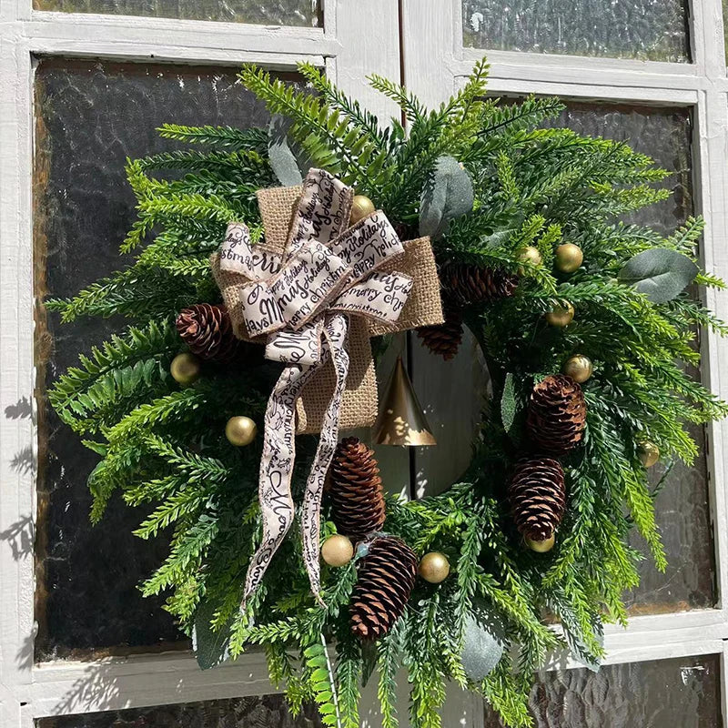 NNEOBA Farmhouse Christmas Wreath with Bells