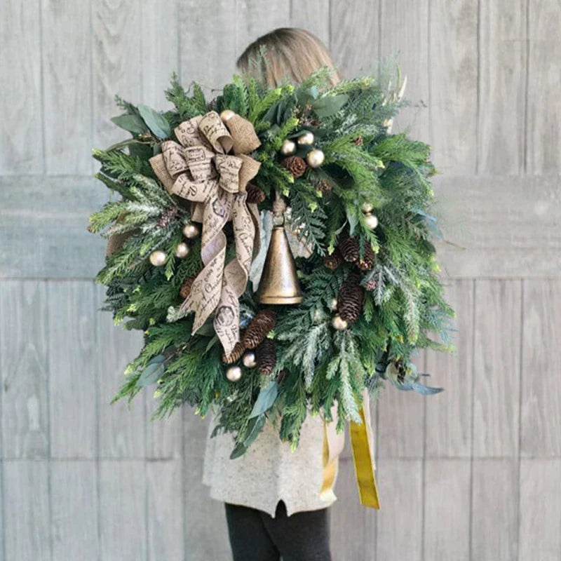 NNEOBA Farmhouse Christmas Wreath with Bells