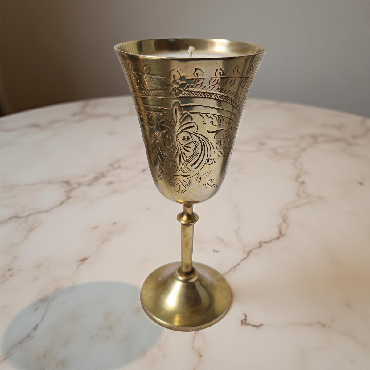 Repurposed Vintage Golden Goblet Candles