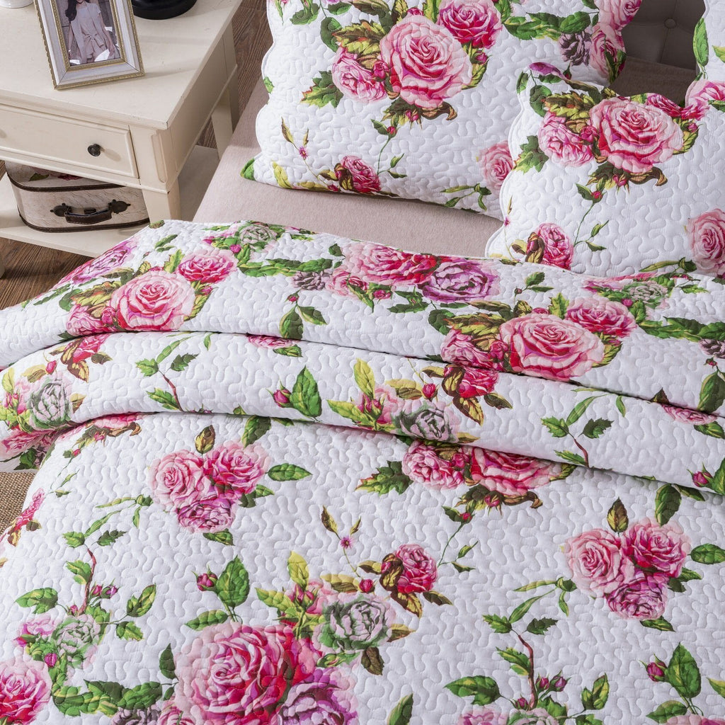 DaDa Bedding Bed in a Bag Bundle Set - Romantic Roses Lovely Blooming Floral Bedding Set (JHW-879)